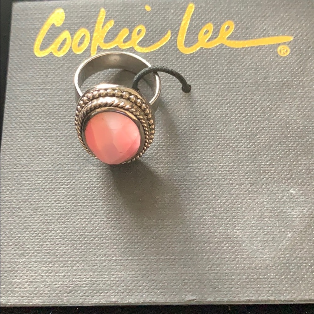 NWT Cookie Lee Ring silver and pink